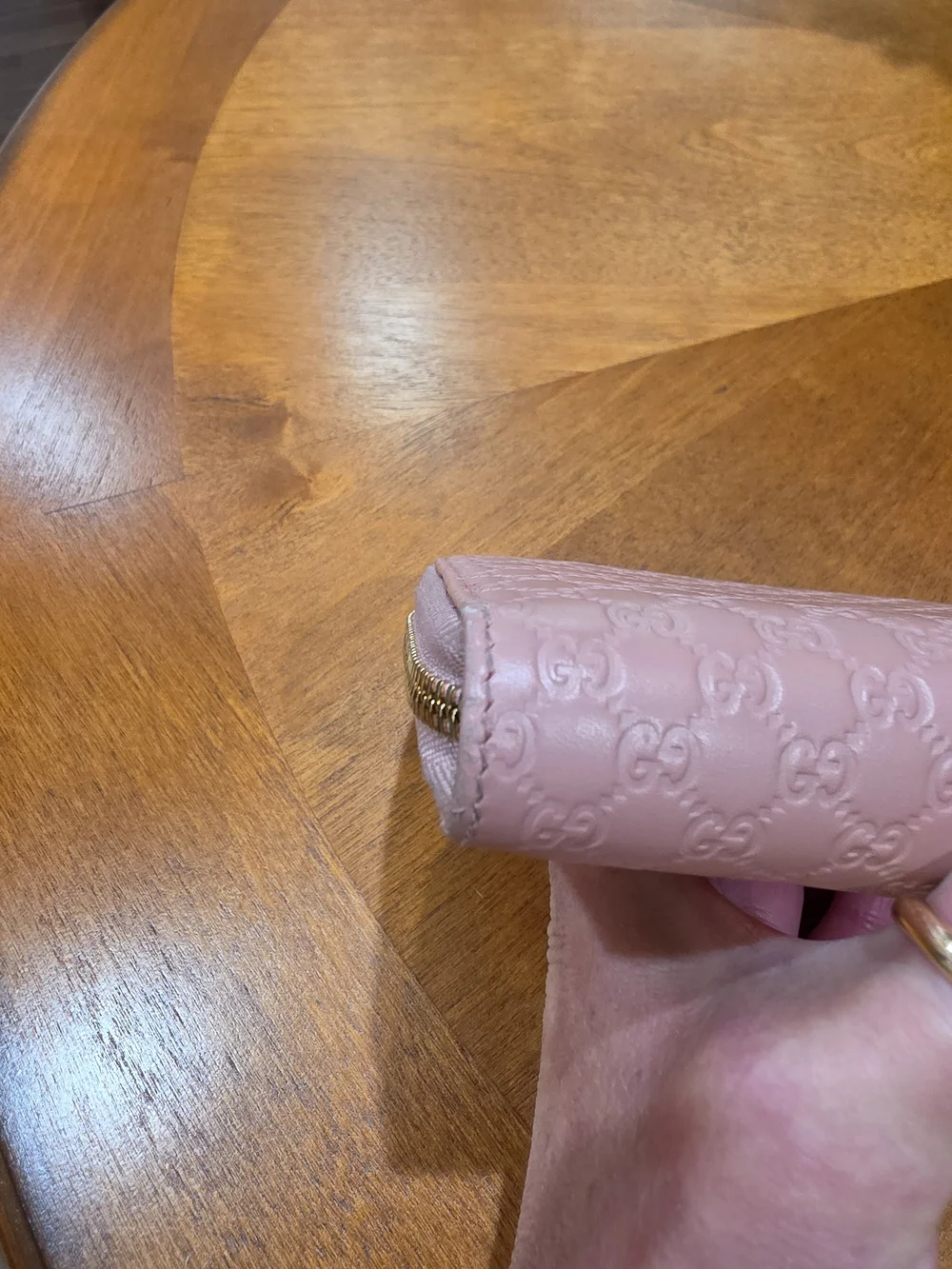 Gucci Supreme Pink GG Embossed Leather Zip Around Wallet